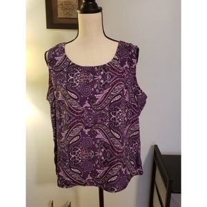 🌻XL Notations Purple/Paisley Print Sleeveless Top